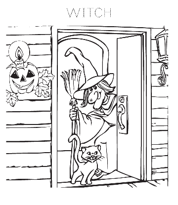 Halloween Coloring Page - Witch House for kids