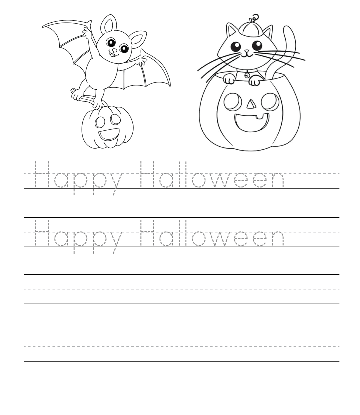 Happy Halloween writing practice sheet  for kids