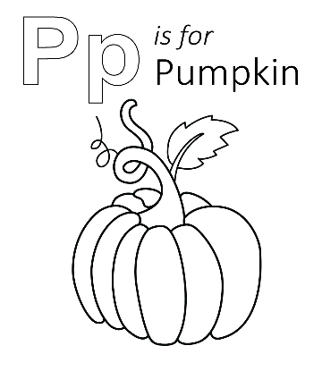 P is for Pumpkin Coloring Page for kids