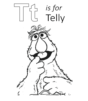 Sesame Street - T is for Telly coloring page for kids