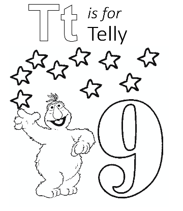 Sesame Street - T is for Telly coloring page for kids