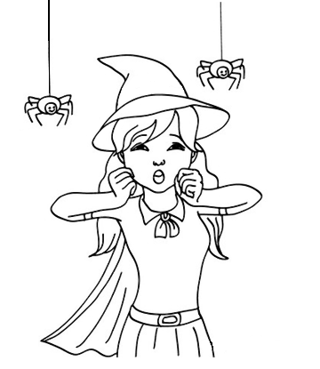 Halloween Witch Costume Coloring Page for kids